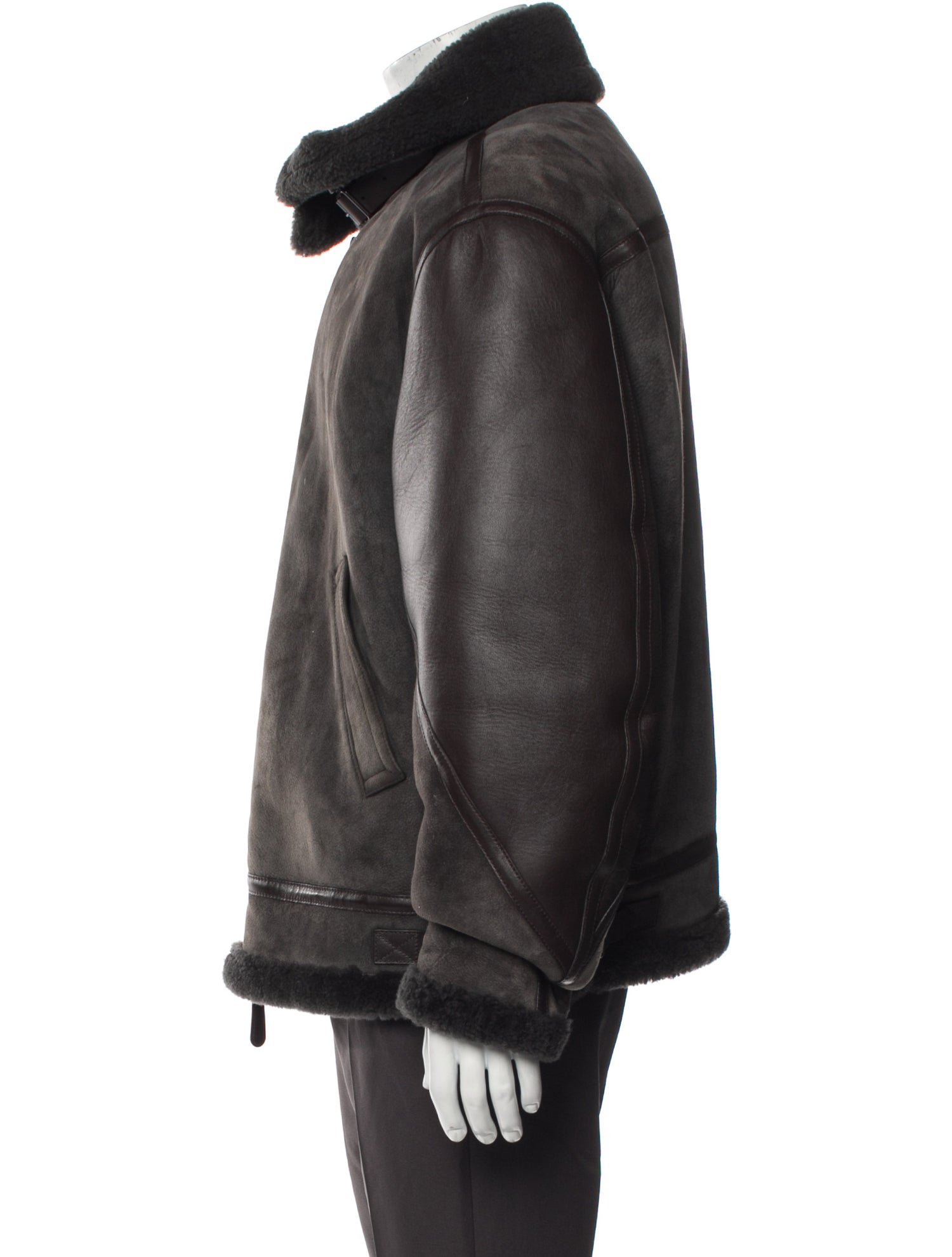 Burberry London House Check Pattern Shearling Moto Jacket