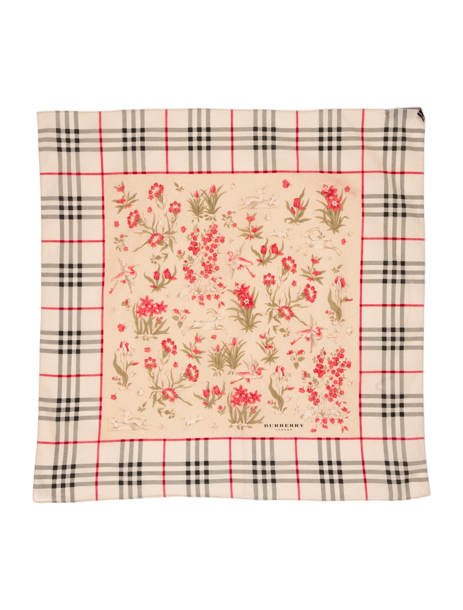 Burberry Floral Check Nova Check Pattern Scarf