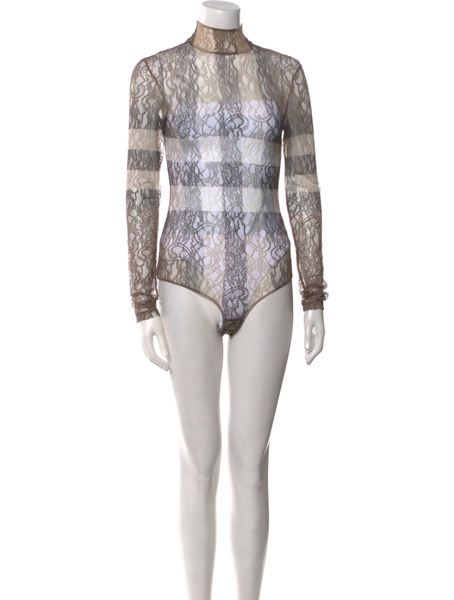 Burberry Mesh Lace Pattern Bodysuit w/ Tags
