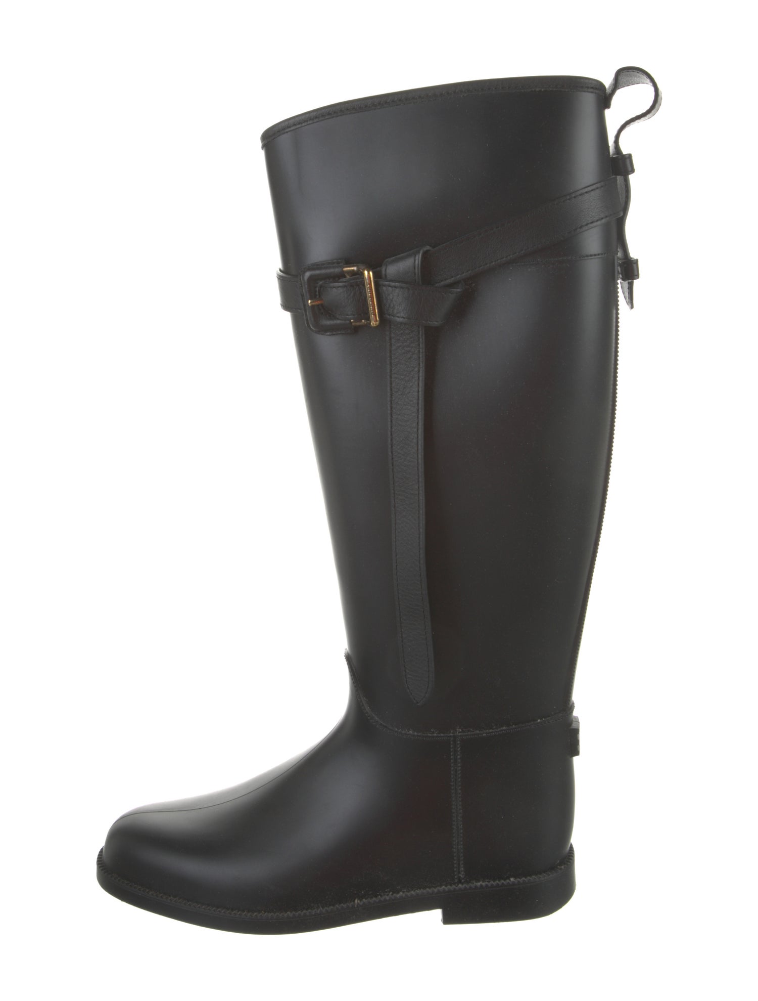 Burberry Nova Check Pattern Leather Rain Boots