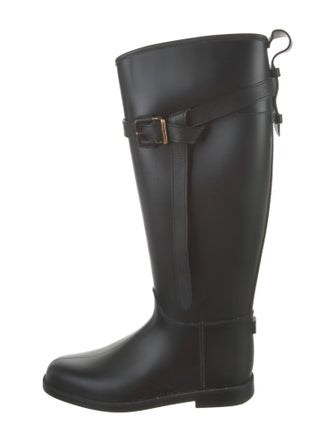 Burberry Nova Check Pattern Leather Rain Boots