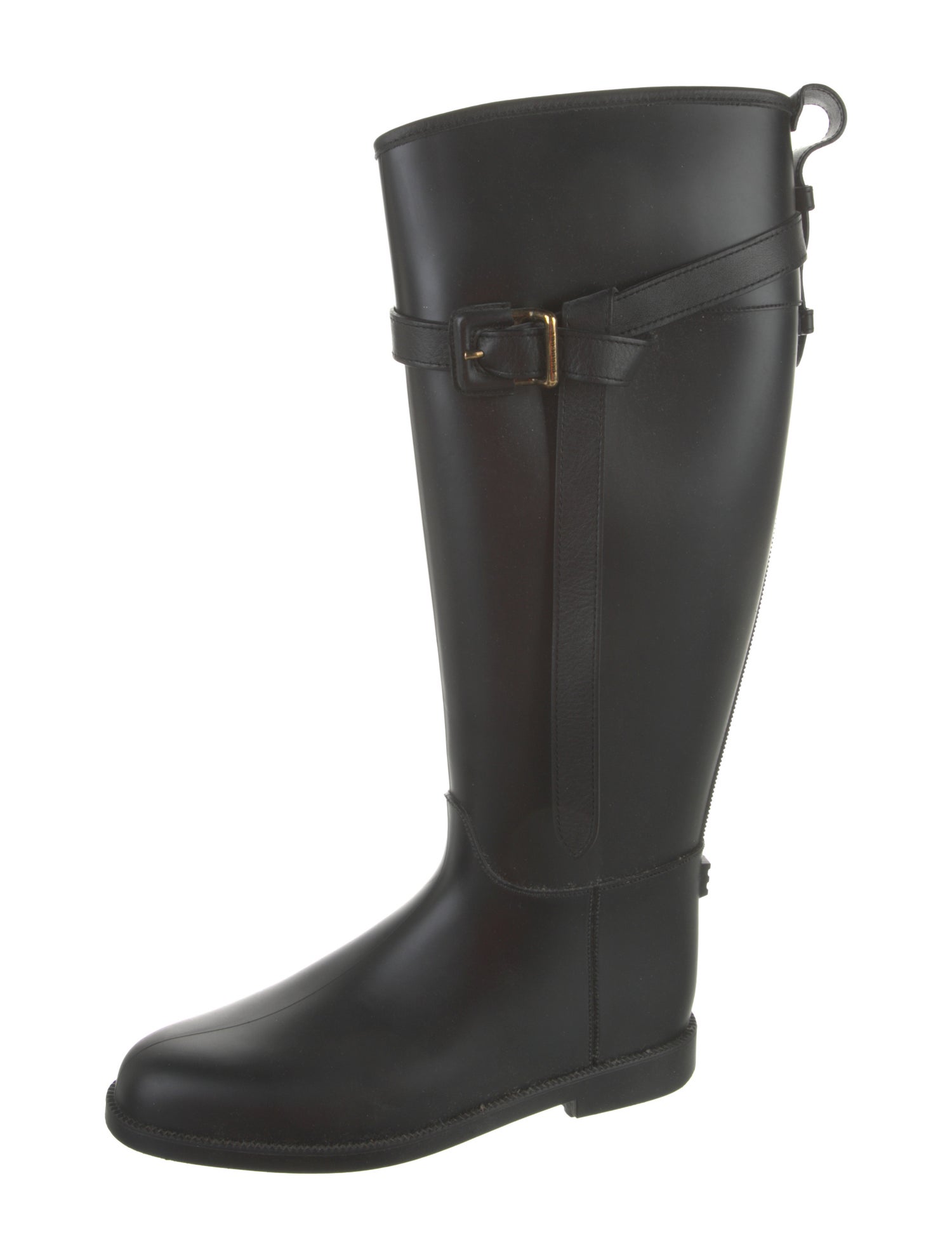 Burberry Nova Check Pattern Leather Rain Boots