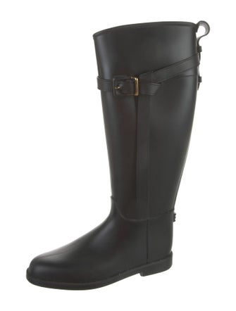 Burberry Nova Check Pattern Leather Rain Boots