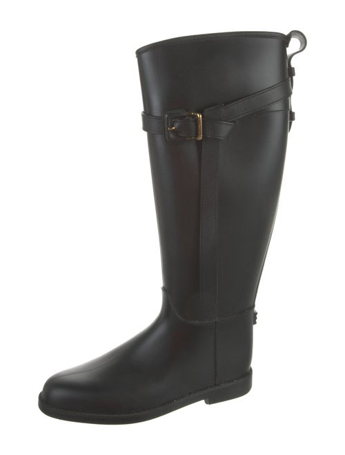 Burberry Nova Check Pattern Leather Rain Boots