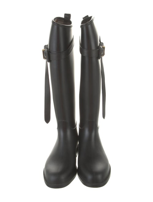 Burberry Nova Check Pattern Leather Rain Boots