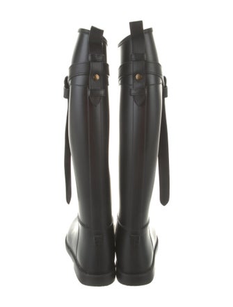 Burberry Nova Check Pattern Leather Rain Boots