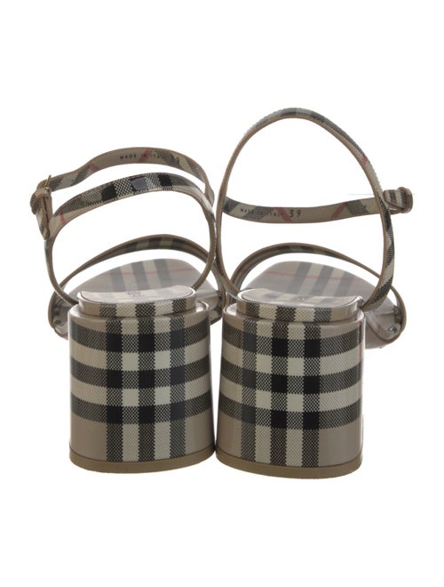 Burberry Nova Check Pattern Patent Leather Slingback Sandals