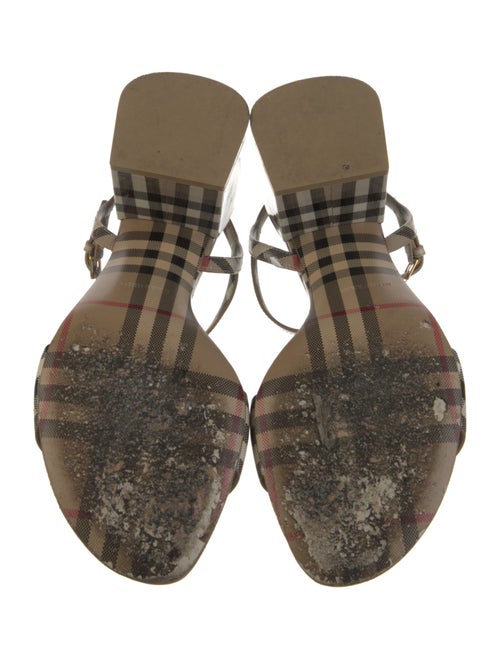 Burberry Nova Check Pattern Patent Leather Slingback Sandals