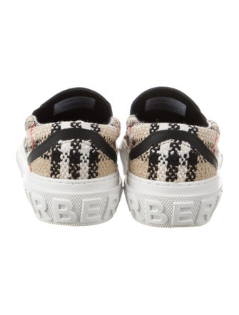 Burberry House Check Pattern Leather Trim Embellishment Sneakers