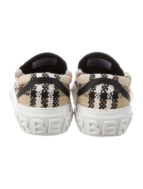 Burberry House Check Pattern Leather Trim Embellishment Sneakers