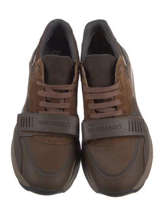 Burberry House Check Pattern Suede Athletic Sneakers