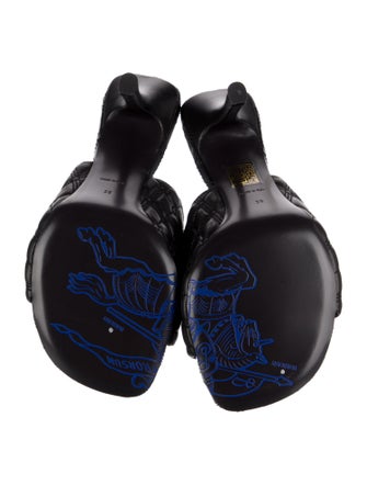 Burberry Leather Embroidered Accent Slides