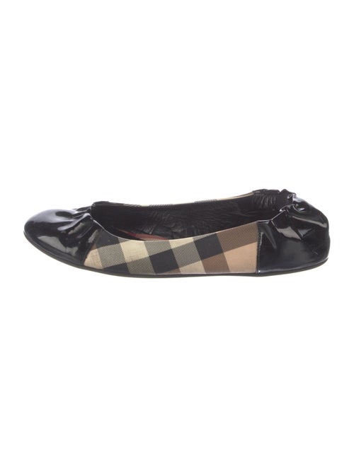 Burberry Nova Check Pattern Patent Leather Ballet Flats