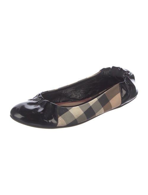 Burberry Nova Check Pattern Patent Leather Ballet Flats