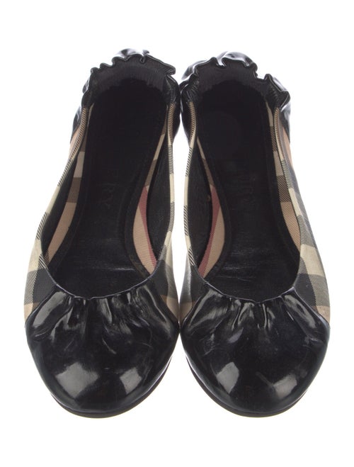 Burberry Nova Check Pattern Patent Leather Ballet Flats