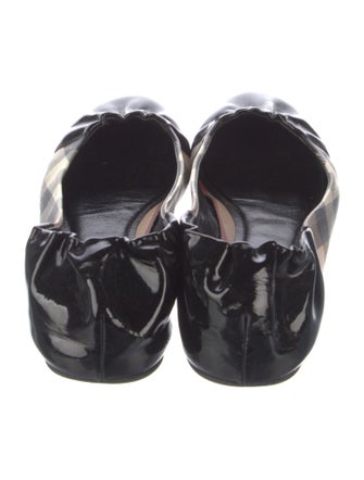 Burberry Nova Check Pattern Patent Leather Ballet Flats
