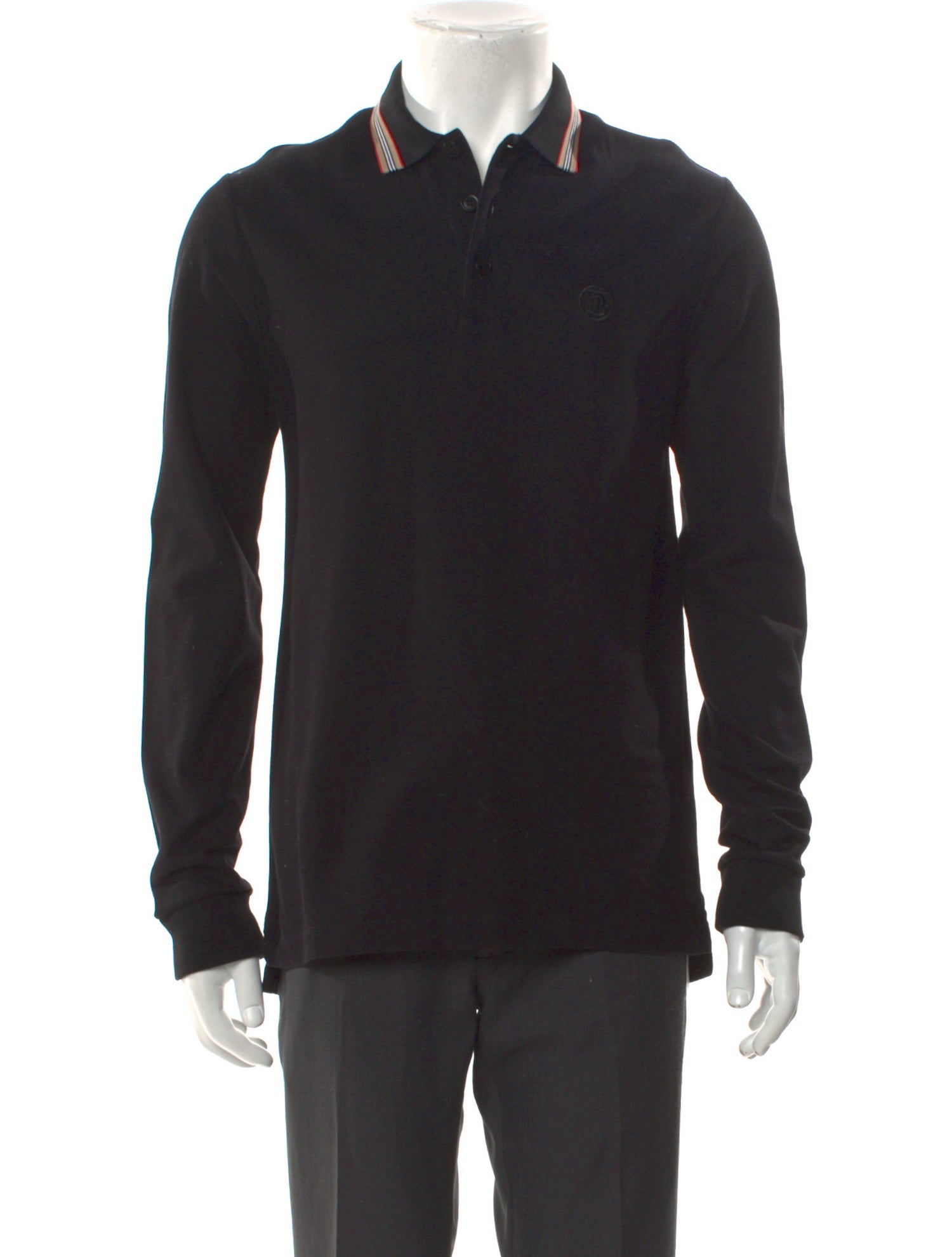 Burberry V-Neck Long Sleeve Polo Shirt