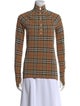 Burberry Nylon Plaid Print Button-Up Top