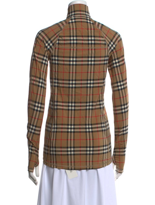 Burberry Nylon Plaid Print Button-Up Top