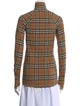 Burberry Nylon Plaid Print Button-Up Top