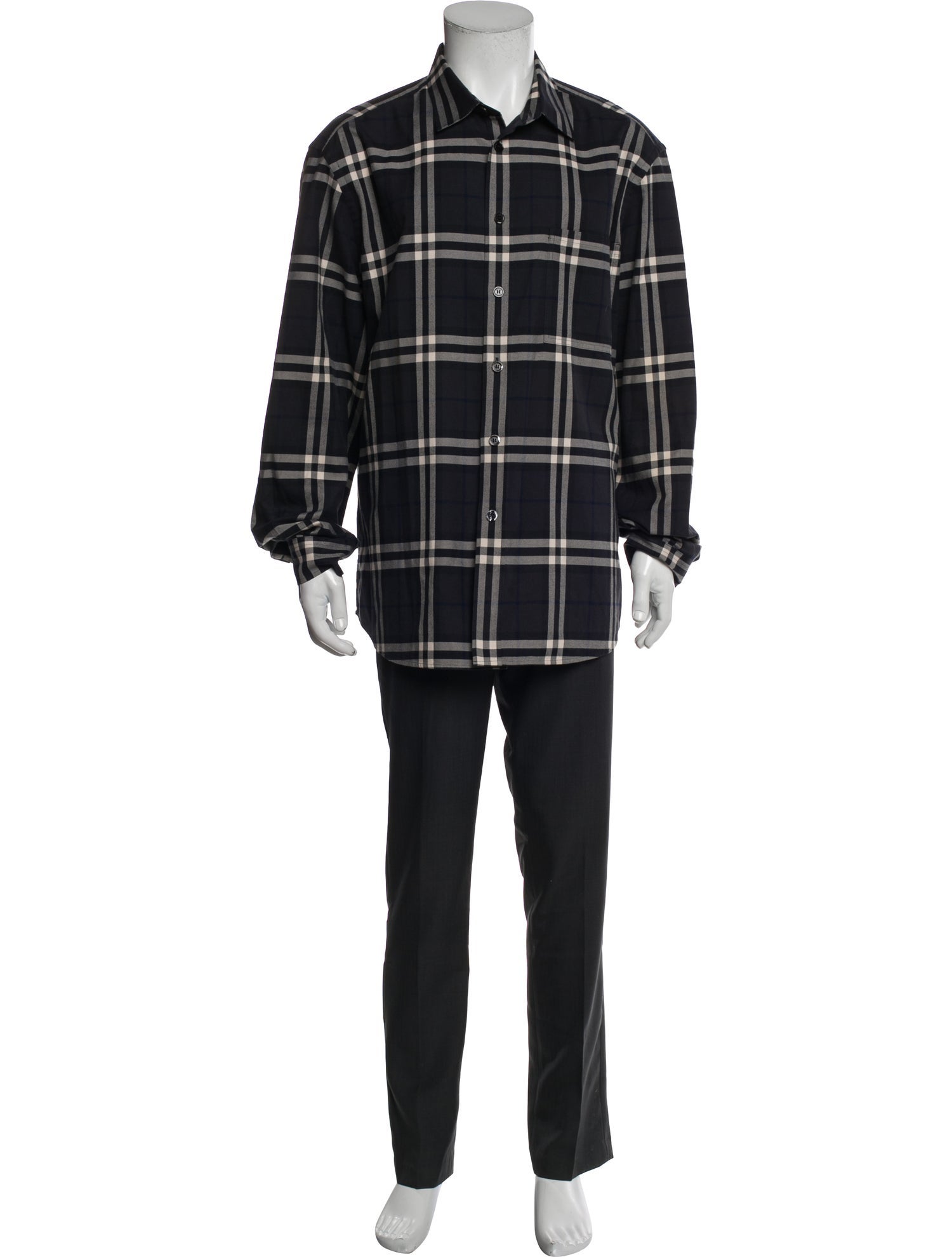 Burberry Smoked Check Pattern Long Sleeve Shirt