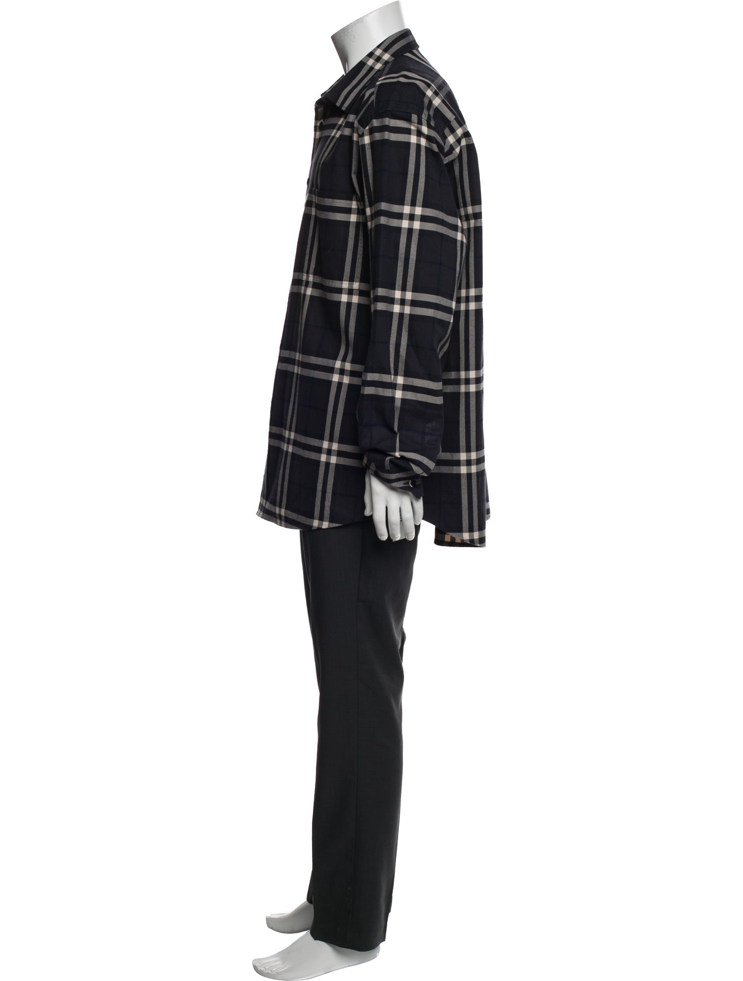 Burberry Smoked Check Pattern Long Sleeve Shirt