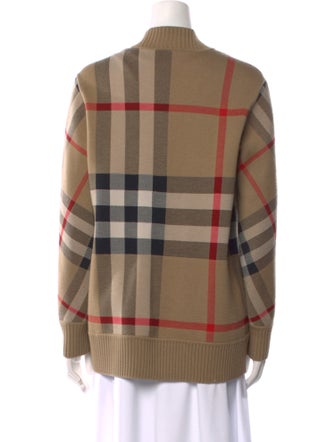 Burberry Plaid Print V-Neck Sweater