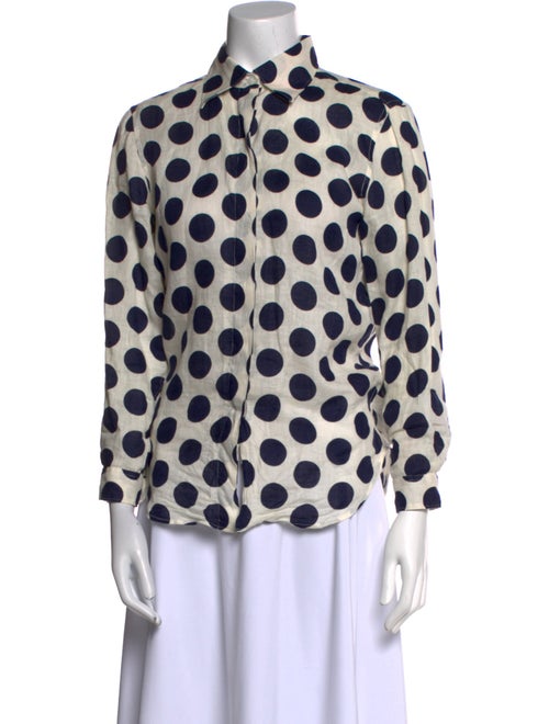 Burberry Prorsum Linen Polka Dot Print Blouse