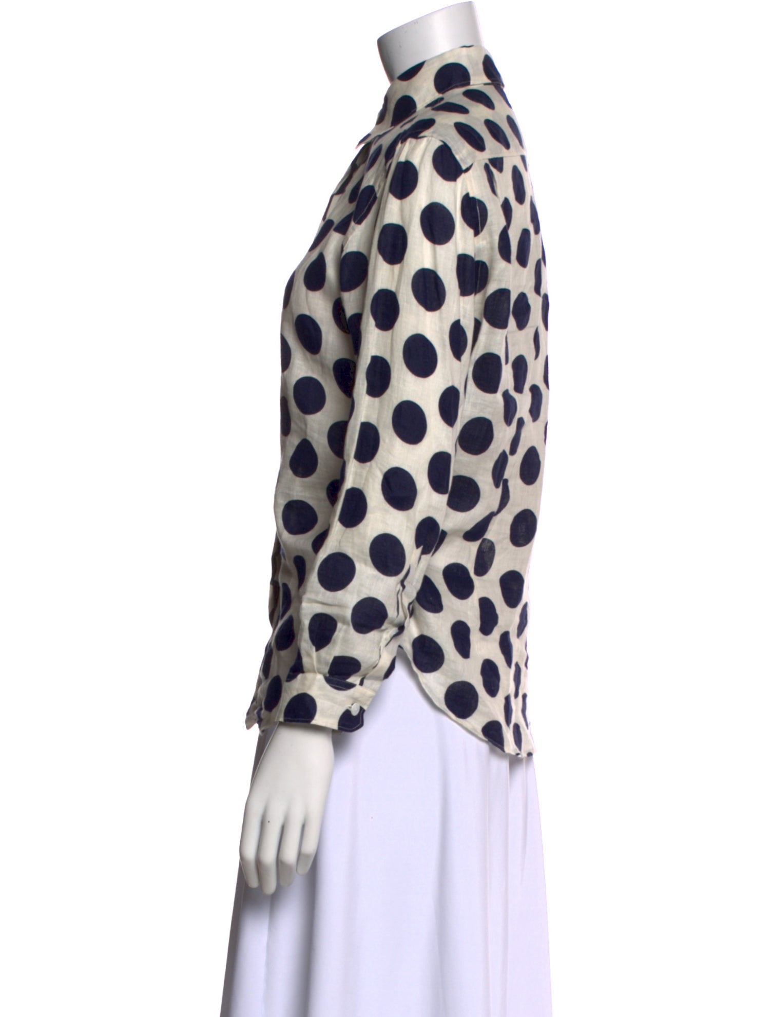 Burberry Prorsum Linen Polka Dot Print Blouse