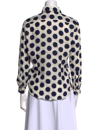 Burberry Prorsum Linen Polka Dot Print Blouse
