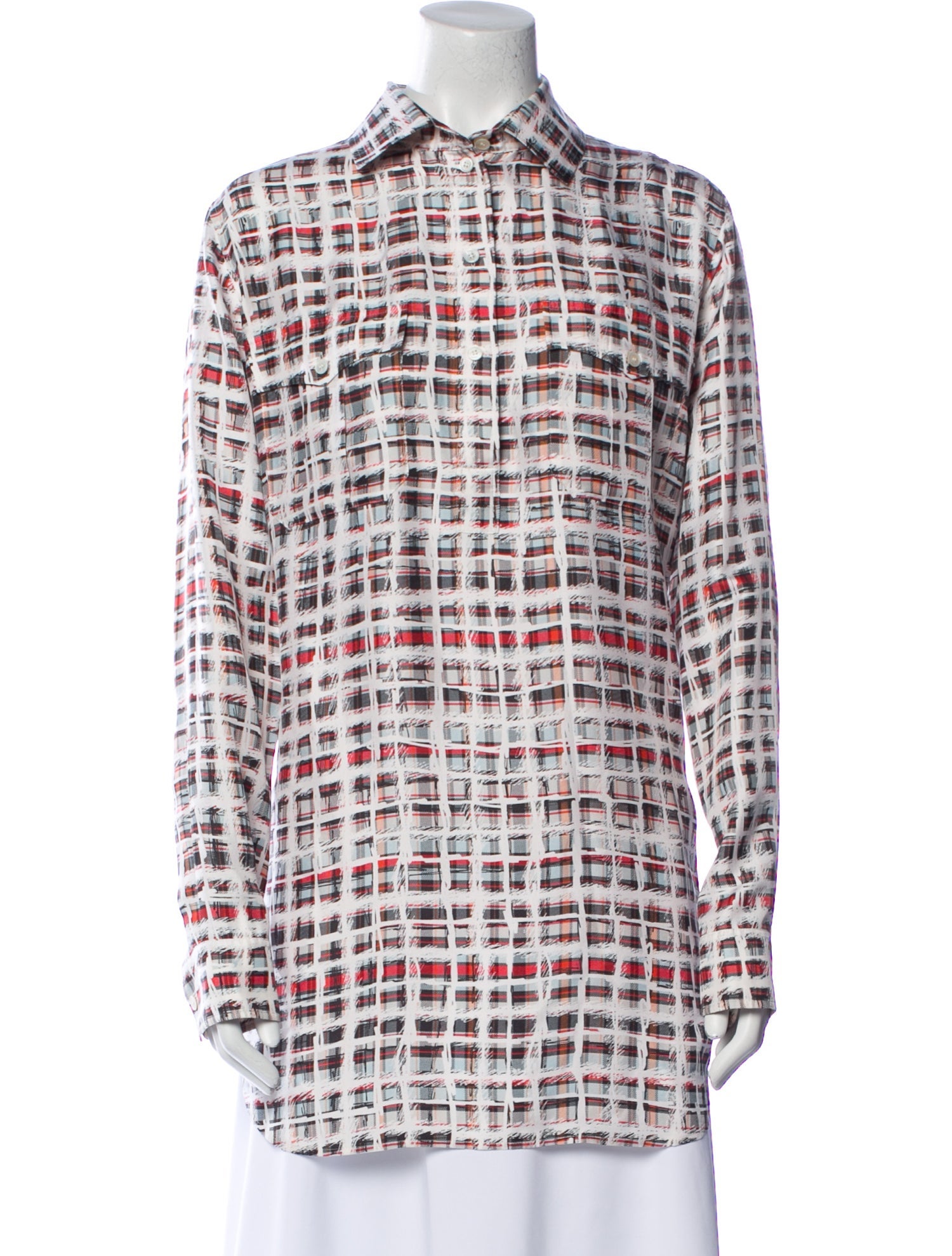Burberry Silk Plaid Print Tunic