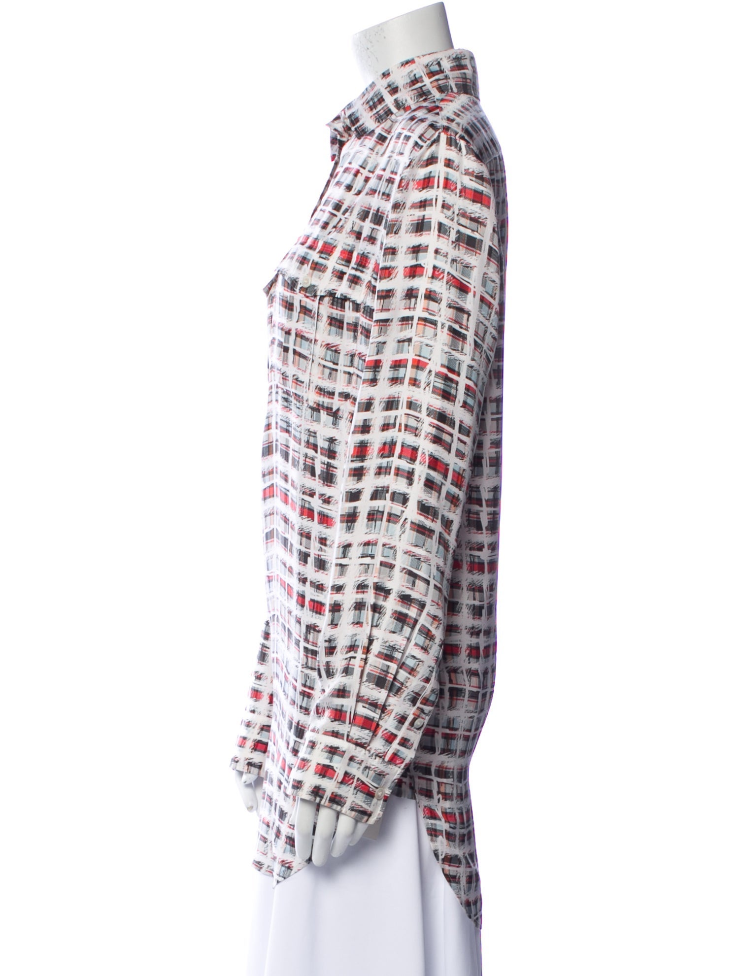 Burberry Silk Plaid Print Tunic