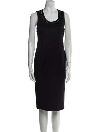 Burberry London Scoop Neck Midi Length Dress