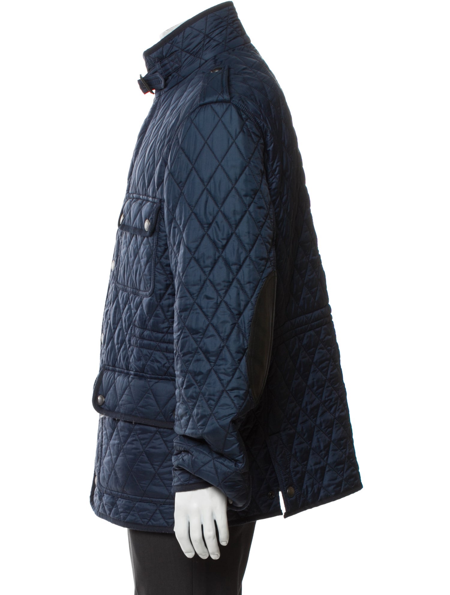 Burberry Brit Quilted Pattern Plaid Print Utility Jacket