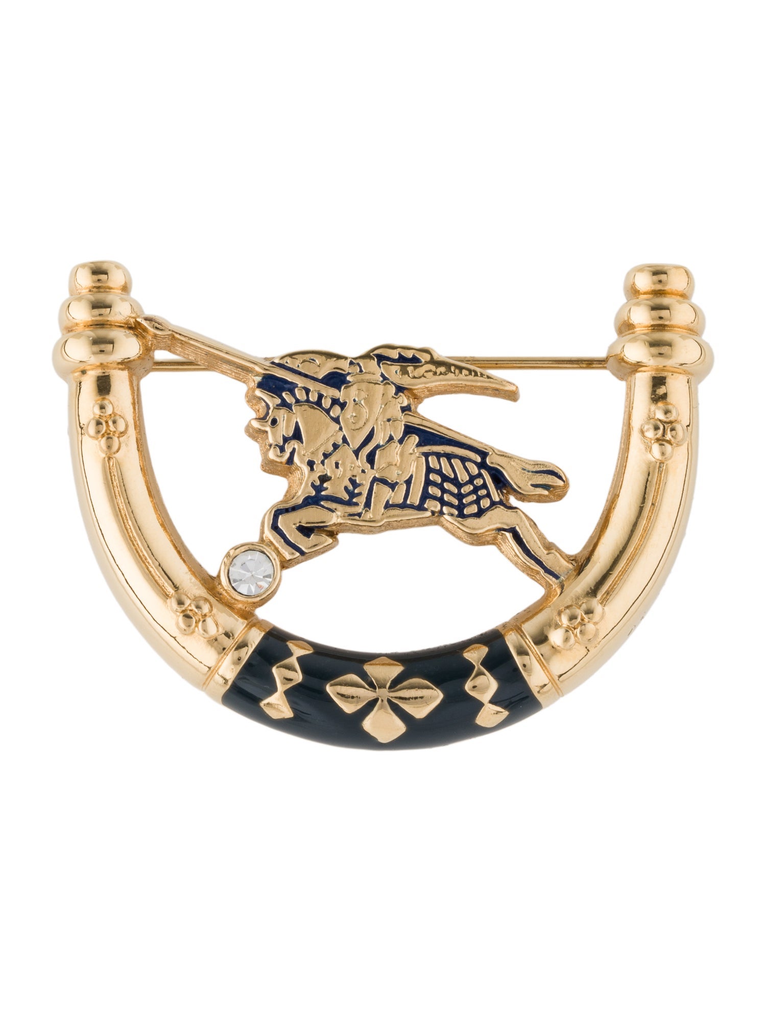 Burberry Vintage Crystal & Enamel Brooch Pin