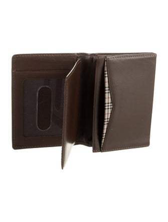 Burberry Nova Check Pattern Leather Bifold Wallet