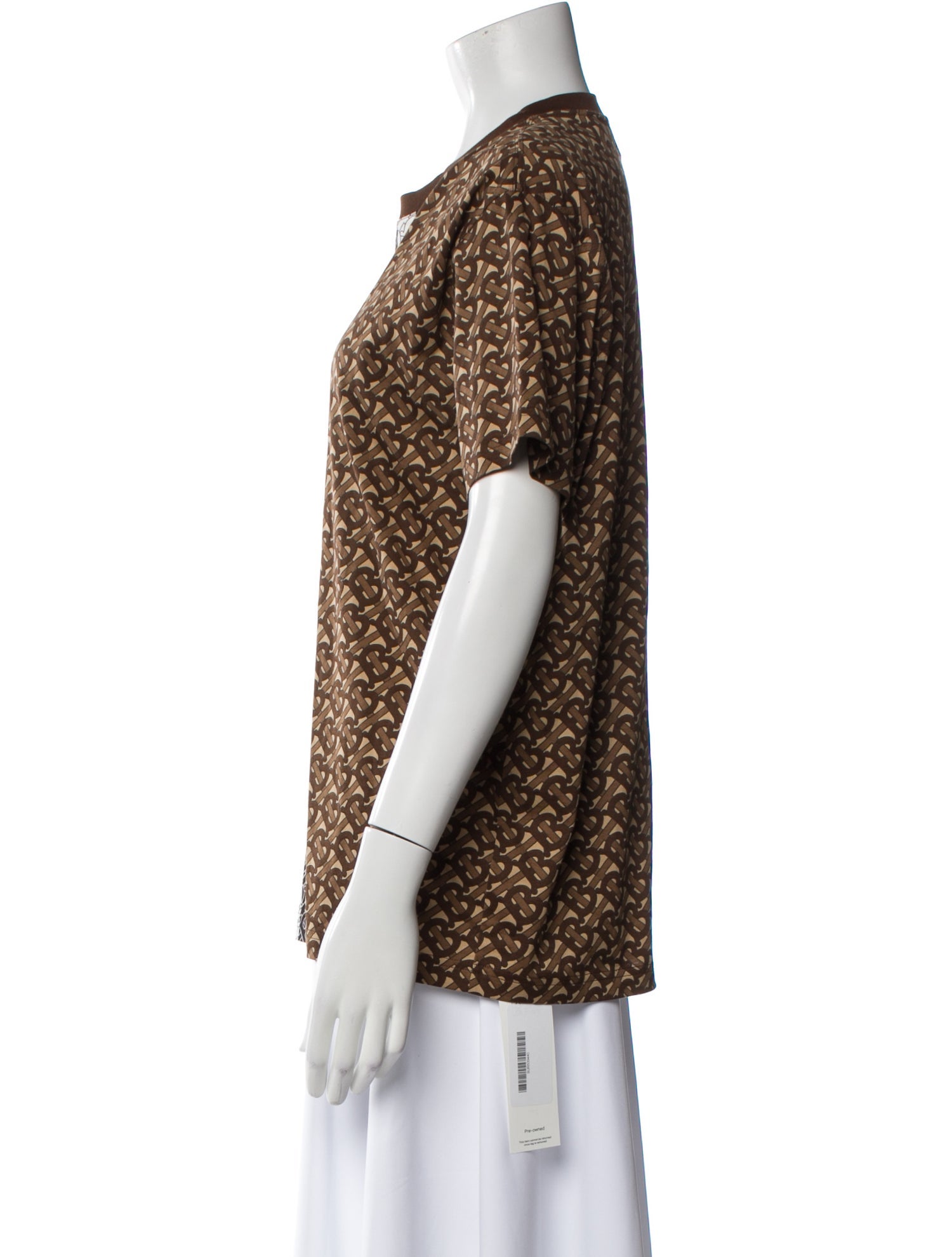 Burberry Printed Crew Neck Button-Up Top