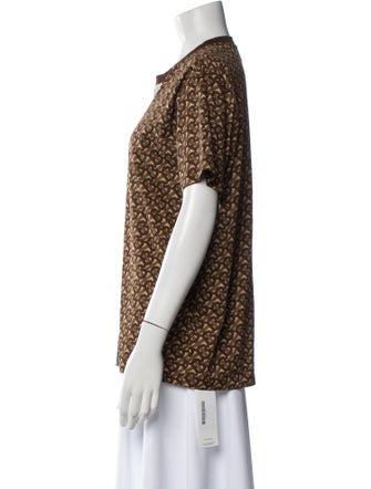 Burberry Printed Crew Neck Button-Up Top