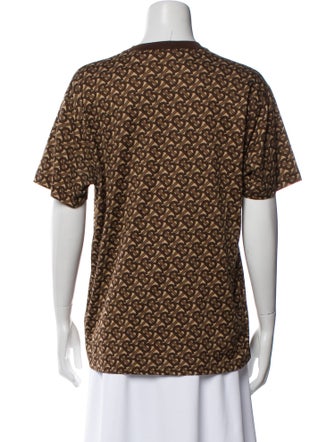 Burberry Printed Crew Neck Button-Up Top