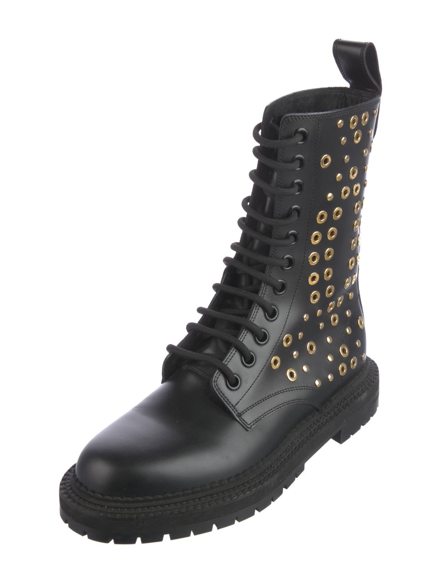 Burberry Leather Eyelet Trim Combat Boots