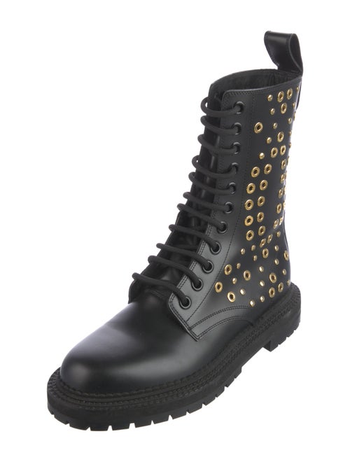 Burberry Leather Eyelet Trim Combat Boots