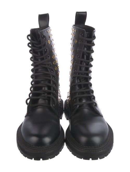 Burberry Leather Eyelet Trim Combat Boots