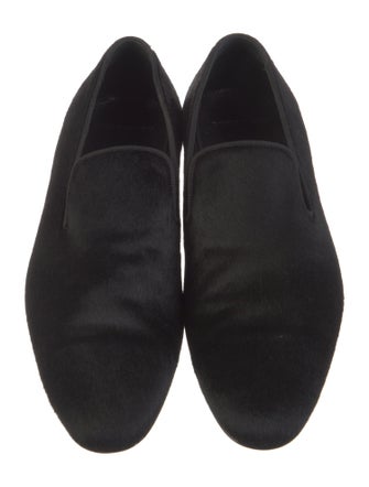 Burberry Ponyhair Grosgrain Trim Loafers