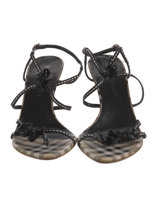 Burberry Nova Check Pattern Leather Slingback Sandals
