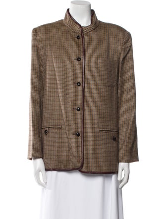 Burberry Wool Houndstooth Print Blazer