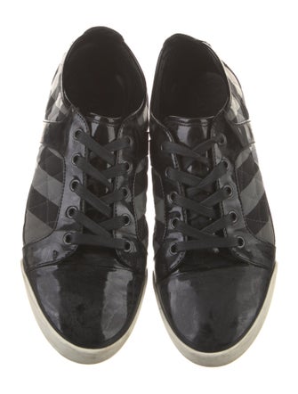 Burberry Nova Check Pattern Patent Leather Sneakers