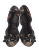 Burberry Nova Check Pattern Leather Trim Embellishment Ballet Flats