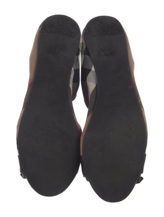 Burberry Nova Check Pattern Leather Trim Embellishment Ballet Flats