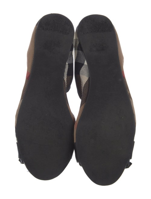 Burberry Nova Check Pattern Leather Trim Embellishment Ballet Flats