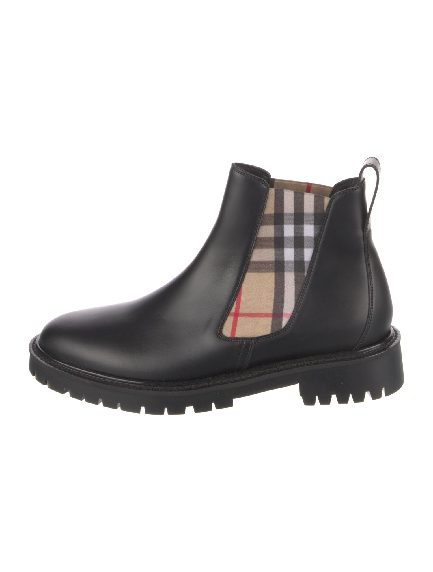 Burberry Nova Check Pattern Leather Chelsea Boots